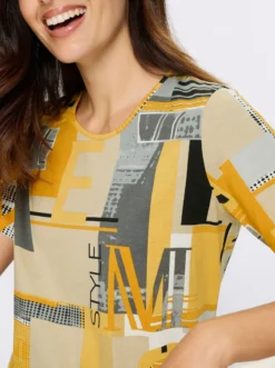 Kurzarmshirt allover bedruckt, Baumwolle
