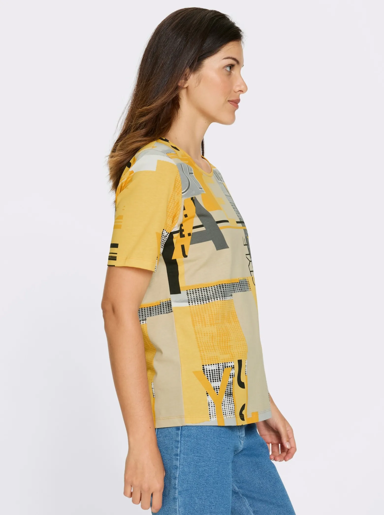 Kurzarmshirt allover bedruckt, Baumwolle