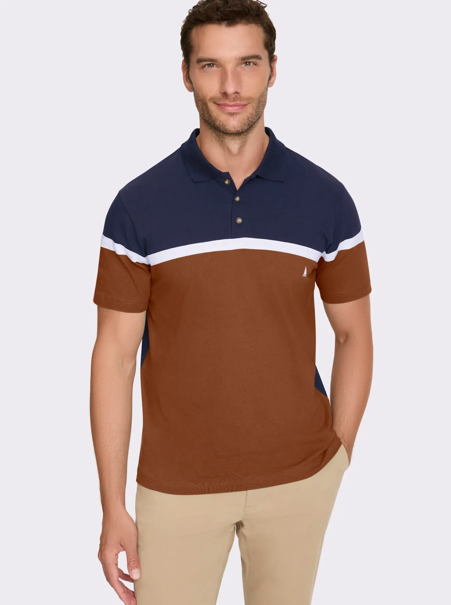 Kurzarmshirt aus Baumwolle. Colour Blocking