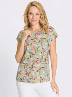 Kurzarmshirt aus Baumwolle, floral bedruckt