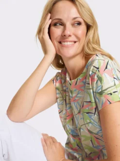 Kurzarmshirt aus Baumwolle, floral bedruckt
