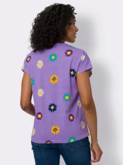 Kurzarmshirt aus Baumwolle, geblümt