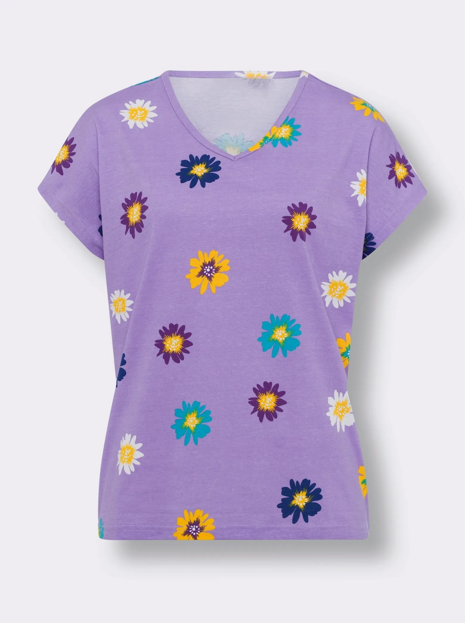 Kurzarmshirt aus Baumwolle, geblümt