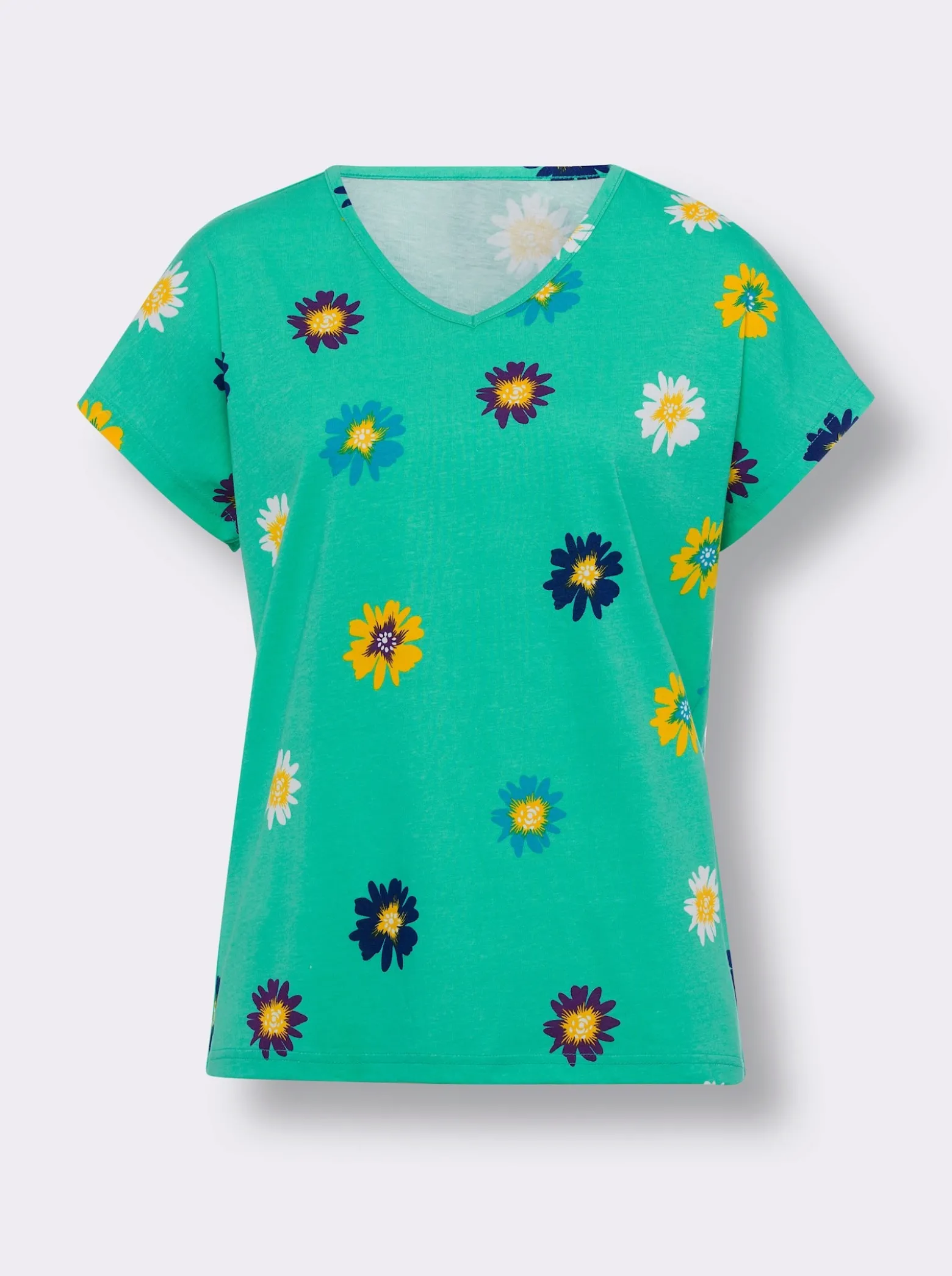 Kurzarmshirt aus Baumwolle, geblümt