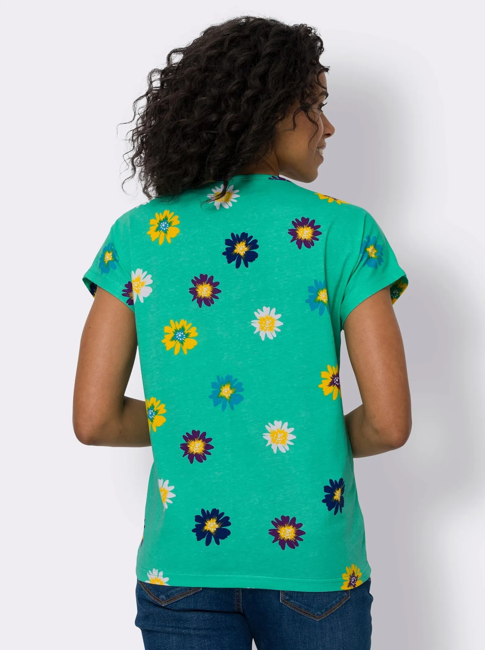 Kurzarmshirt aus Baumwolle, geblümt