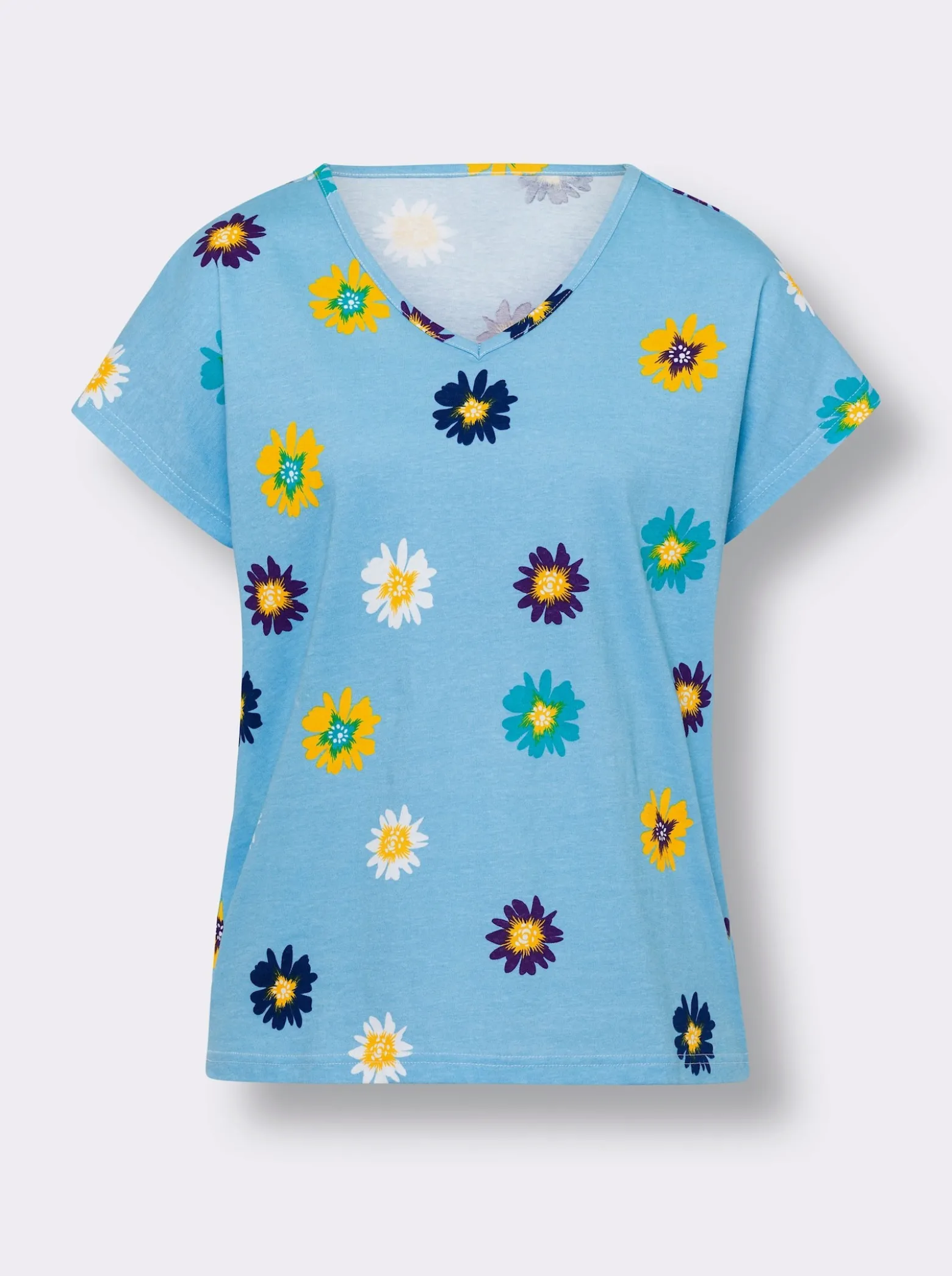 Kurzarmshirt aus Baumwolle, geblümt