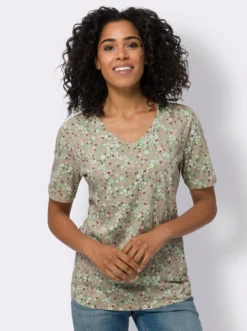Kurzarmshirt aus Baumwolle, Millefleurs