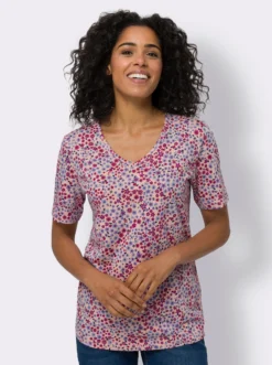 Kurzarmshirt aus Baumwolle, Millefleurs