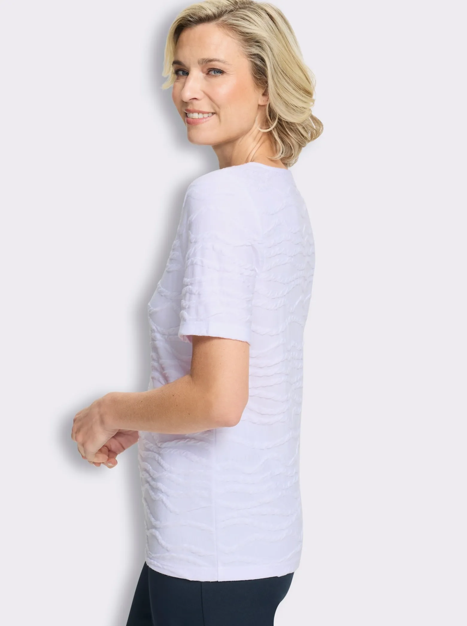 Kurzarmshirt aus Struktur-Jersey