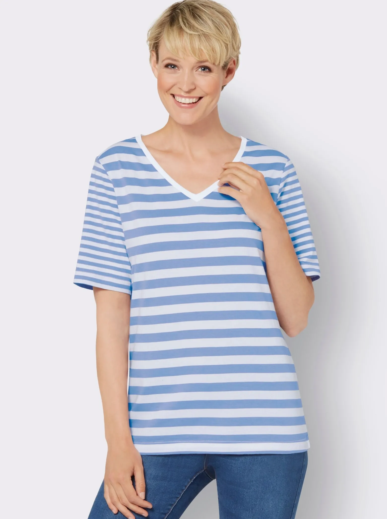 Kurzarmshirt , hochwertig garngefärbt
