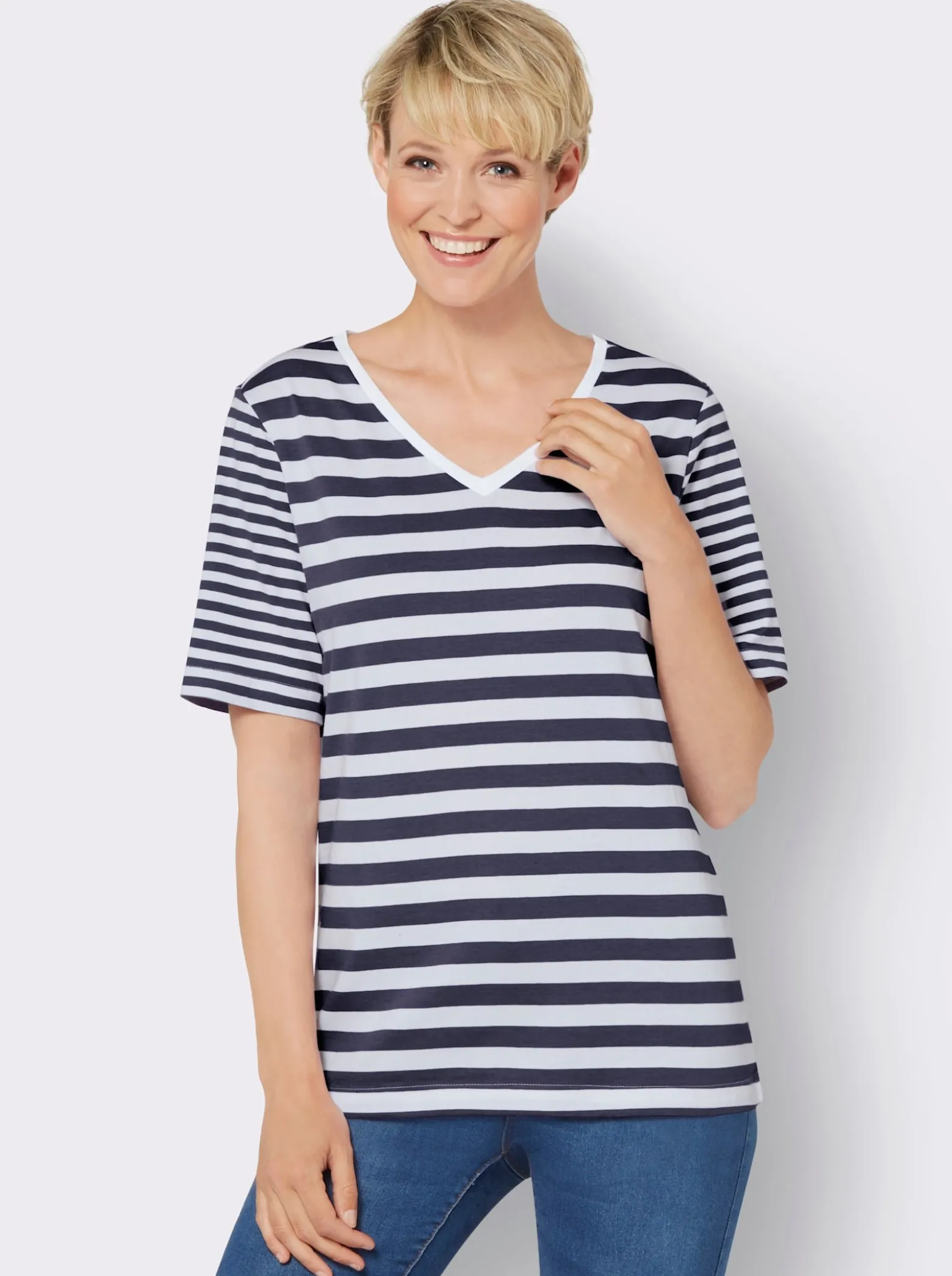 Kurzarmshirt , hochwertig garngefärbt