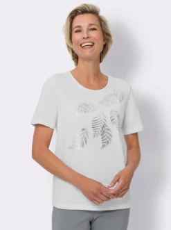 Kurzarmshirt im Blätter-Dessin