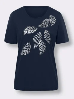 Kurzarmshirt im Blätter-Dessin
