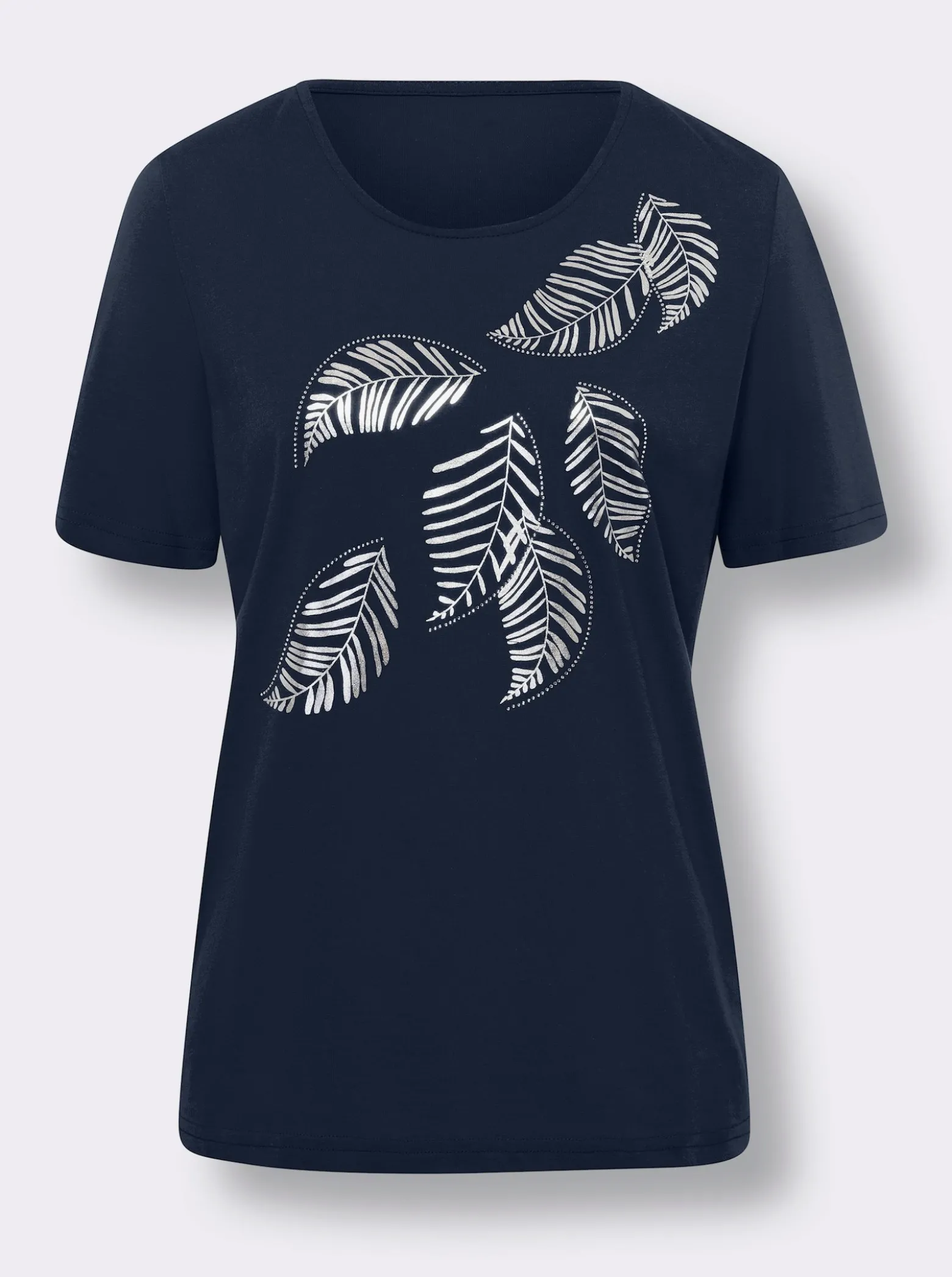 Kurzarmshirt im Blätter-Dessin