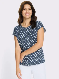 Kurzarmshirt im farbharmonischen Druckmuster