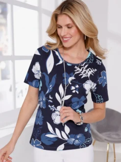 Kurzarmshirt im floralen Dessin