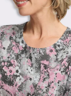 Kurzarmshirt im floralen Dessin