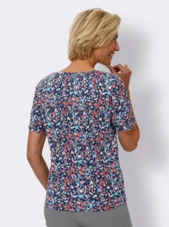 Kurzarmshirt im floralen Dessin