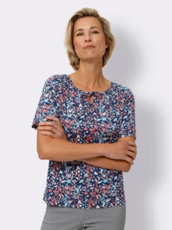 Kurzarmshirt im floralen Dessin