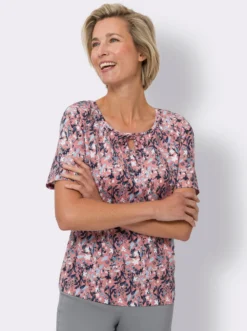 Kurzarmshirt im floralen Dessin