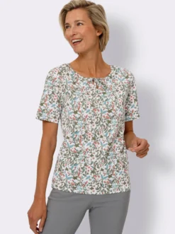 Kurzarmshirt im floralen Dessin