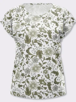 Kurzarmshirt im Paisley-Blüten-Mix