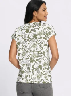 Kurzarmshirt im Paisley-Blüten-Mix