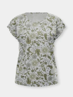 Kurzarmshirt im Paisley-Blüten-Mix