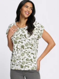 Kurzarmshirt im Paisley-Blüten-Mix