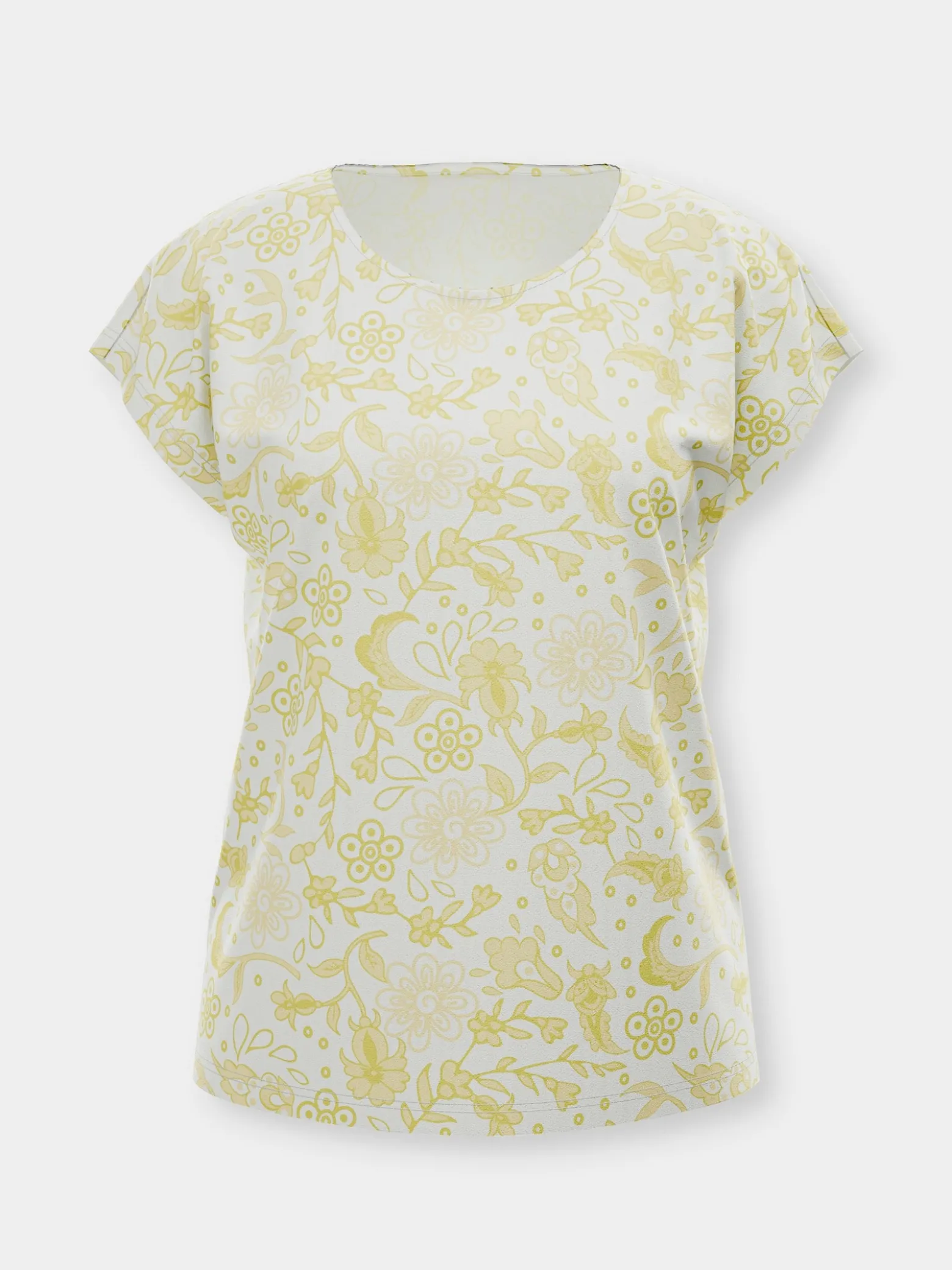 Kurzarmshirt im Paisley-Blüten-Mix