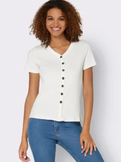Kurzarmshirt in elastischer Ripp-Qualität