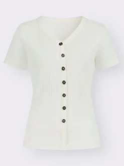 Kurzarmshirt in elastischer Ripp-Qualität