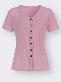 Kurzarmshirt in elastischer Ripp-Qualität