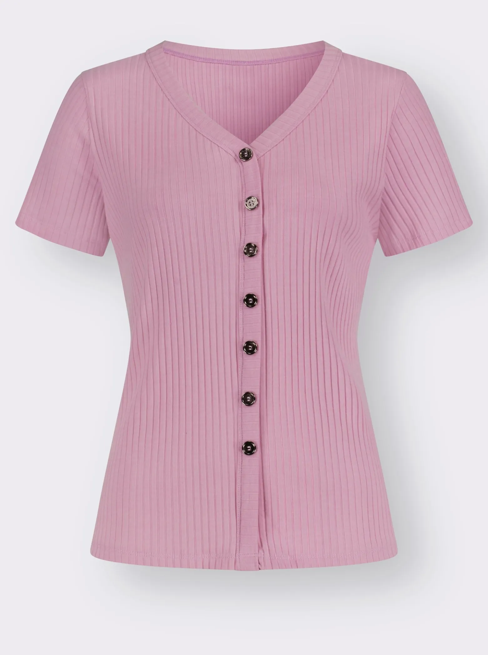 Kurzarmshirt in elastischer Ripp-Qualität