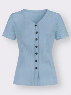 Kurzarmshirt in elastischer Ripp-Qualität