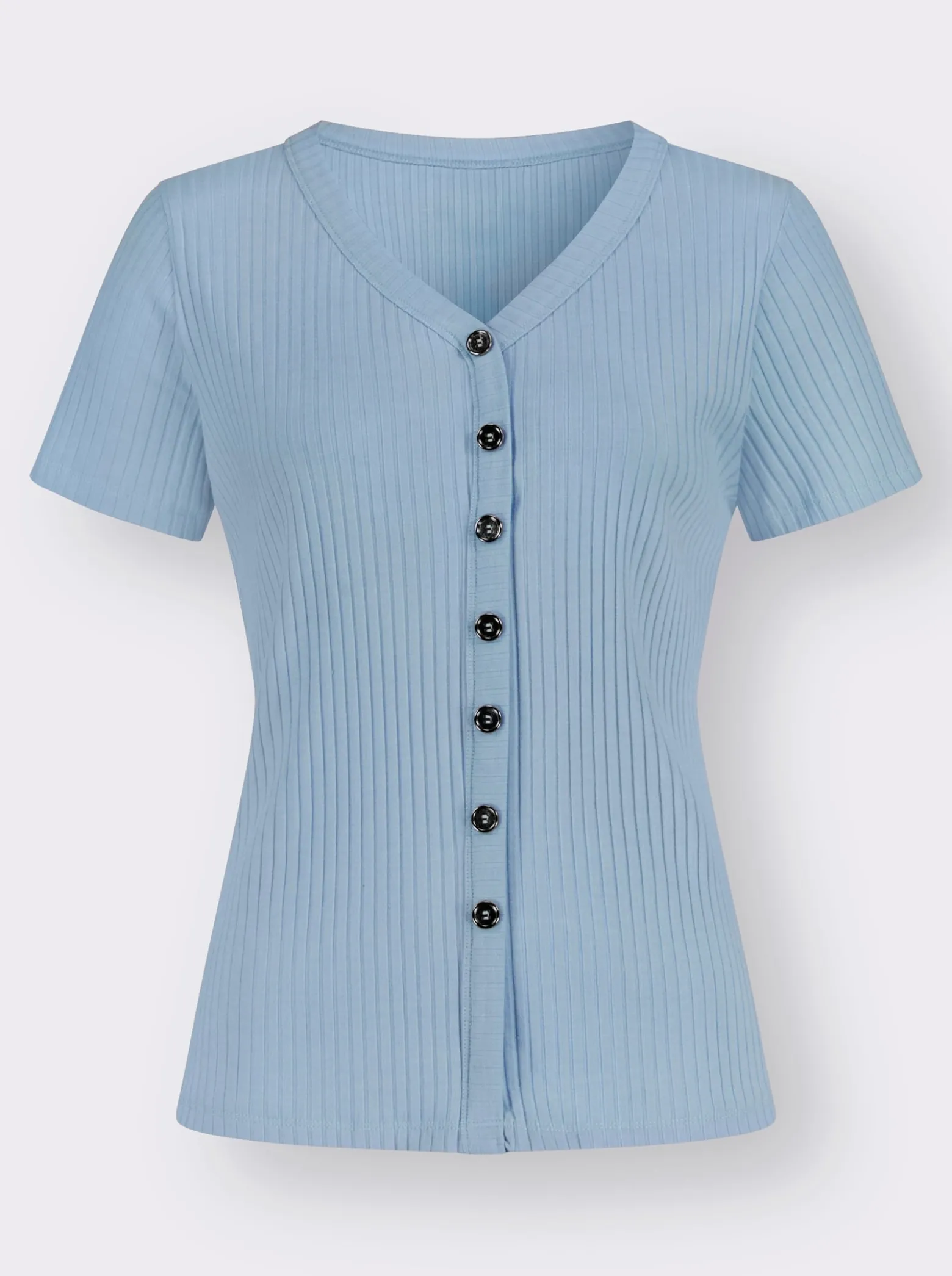 Kurzarmshirt in elastischer Ripp-Qualität