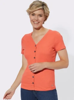 Kurzarmshirt in elastischer Ripp-Qualität