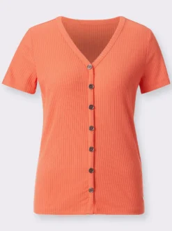 Kurzarmshirt in elastischer Ripp-Qualität