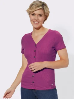 Kurzarmshirt in elastischer Ripp-Qualität