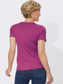 Kurzarmshirt in elastischer Ripp-Qualität