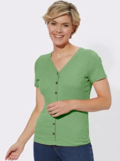 Kurzarmshirt in elastischer Ripp-Qualität