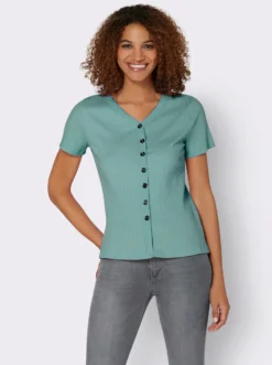 Kurzarmshirt in elastischer Ripp-Qualität