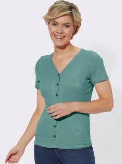 Kurzarmshirt in elastischer Ripp-Qualität