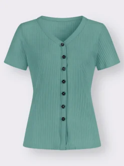 Kurzarmshirt in elastischer Ripp-Qualität