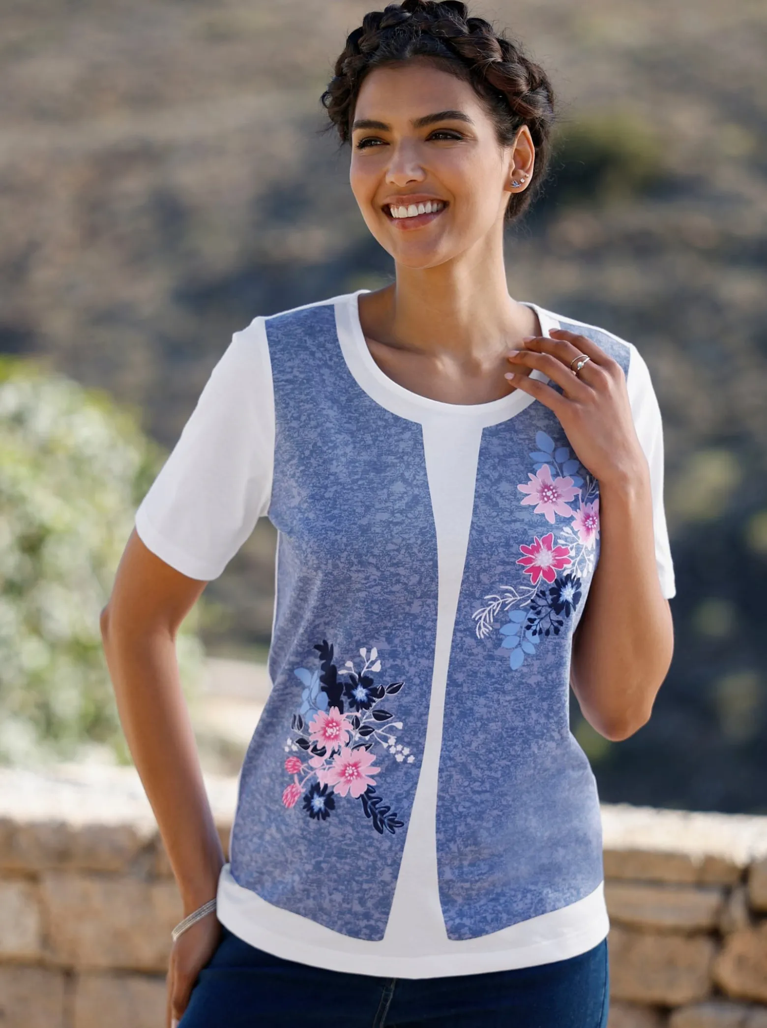 Kurzarmshirt in 2-in-1-Optik