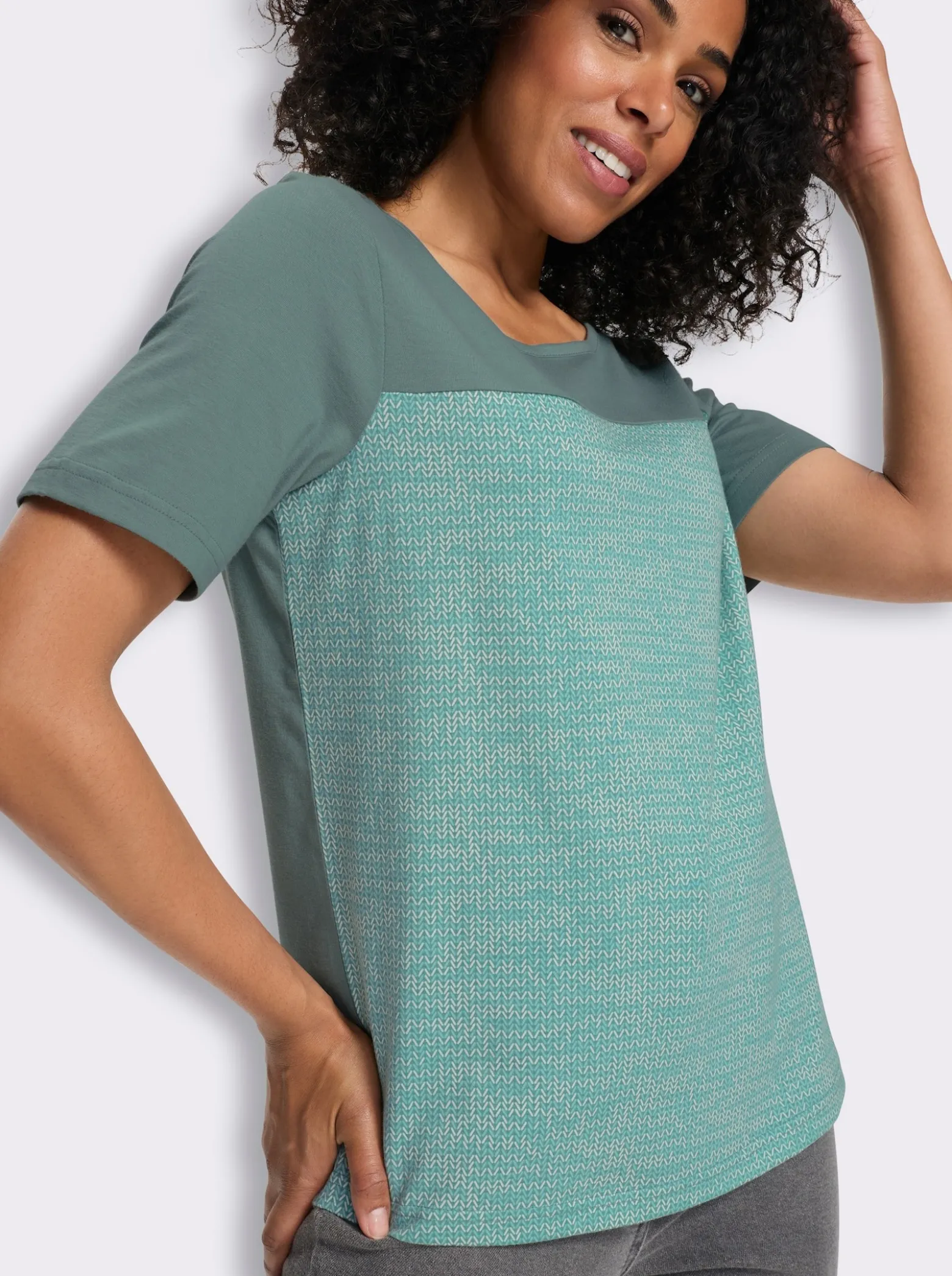 Kurzarmshirt in Melange-Optik