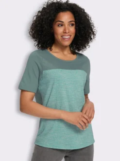Kurzarmshirt in Melange-Optik