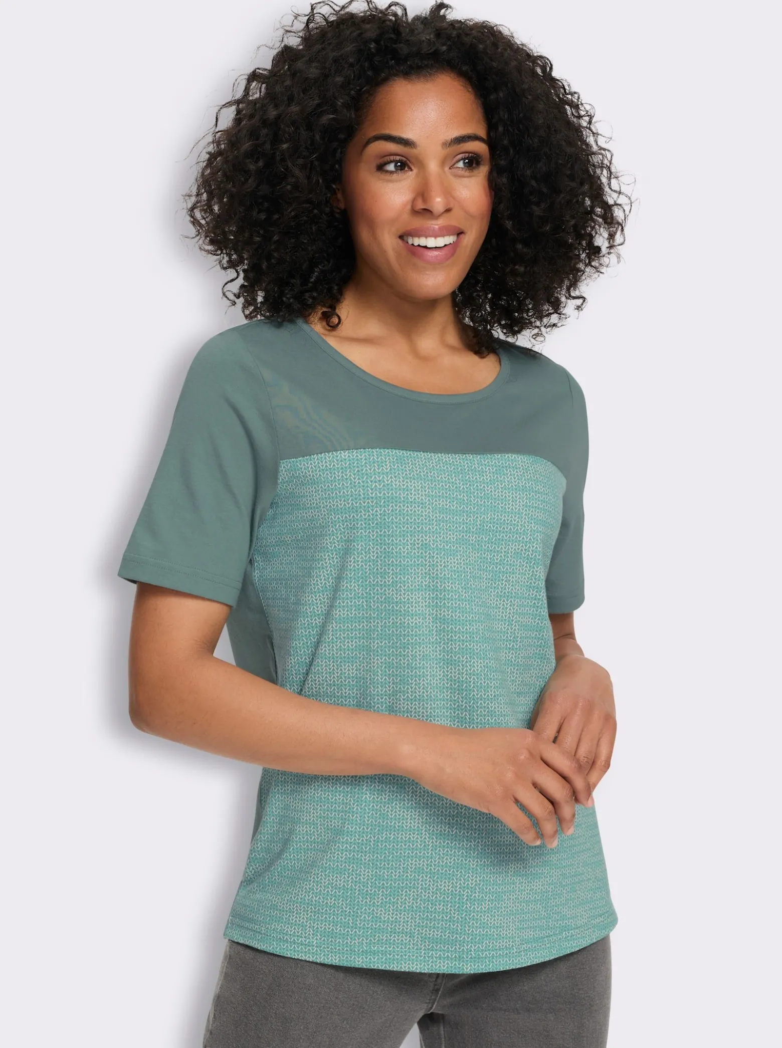 Kurzarmshirt in Melange-Optik