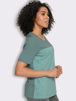 Kurzarmshirt in Melange-Optik