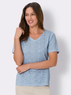 Kurzarmshirt in Melange-Optik